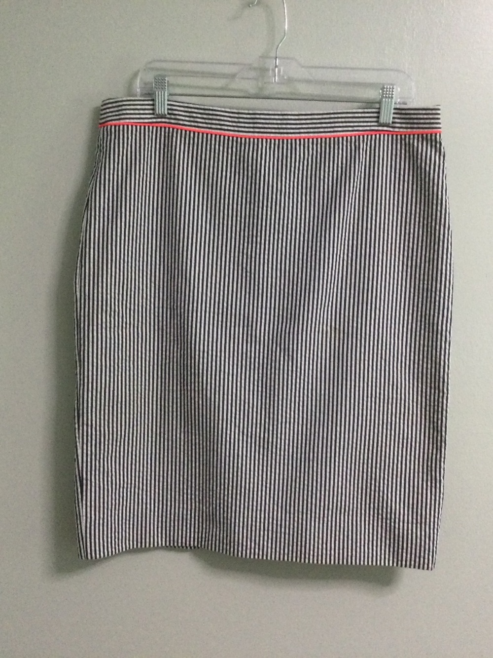 J. Crew Navy/White Striped Seersucker Pencil Skirt 2